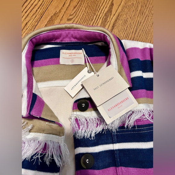 NWT Anthropologie Alexandra Bueno Fringe Western Cowboy Striped Coat Jacket - Picture 7 of 8